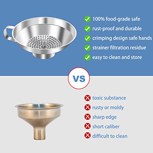 Stainless Steel Canning Funnel Set - Wide Mouth Funnel for Mason Jars, 2 Pack (Small and Large)