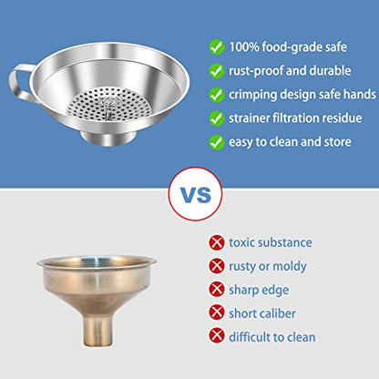 Stainless Steel Canning Funnel Set - Wide Mouth Funnel for Mason Jars, 2 Pack (Small and Large)