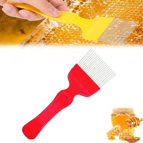 Beekeeping Uncapping Fork,21 Tin Needle with Red Plastic Handle Beekeeping Tool,Honey Uncapping Fork Iron Stainless Steel Honeycomb Honey Scraper (Red,1 Pcs) - color: Red, size: 1 Pcs