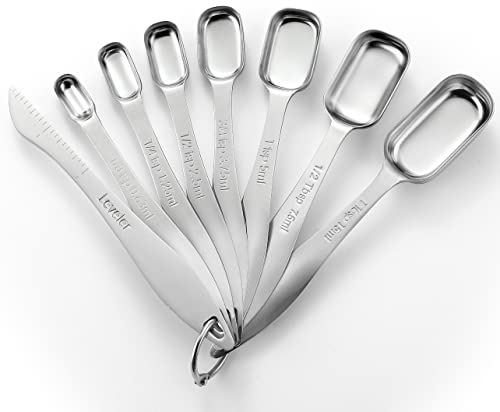 Spring Chef Stainless Steel Measuring Spoons Set of 8 with Leveler, Metal Teaspoon & Tablespoon Measuring Spoons for Dry & Liquid Ingredients, Fits in Spice Jars - Kitchen Gadgets For Baking & Cooking - style: Spoons - Set of 8
