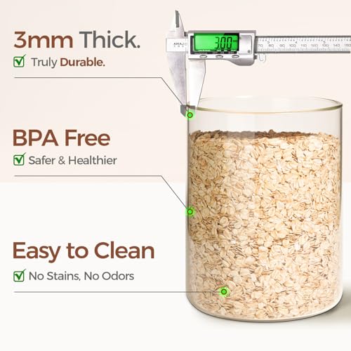 ComSaf 1 Gallon Cookie Jar, Large Glass Jar with lid, Glass Canisters with Lids Set of 2, 3.9 Qt Flour Container with Spoon and Clip, Glass Food Storage Pantry Containers for Sugar Oat Beans Pasta - color: 3.9Qt/1Gallon-Round-2Pack
