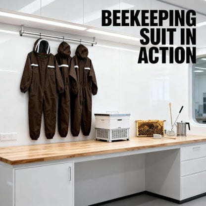 Ventilated Breathable Polyester Beekeeping Suit in Green, Full Body Protective Clothing for Men - Comfortable Fit, Prevents Bee Stings, Ideal for Swarm Commander Use