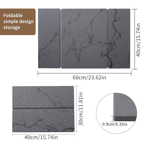 Stone Drying Mat for Kitchen Counter,Foldable (Gray (3-fold), 24" × 16") | Large Quick-Dry Diatomaceous Earth Dish Drying Mat with PU Non-Slip Base,for Bottles Cups Dishes - color: Gray (3-fold)