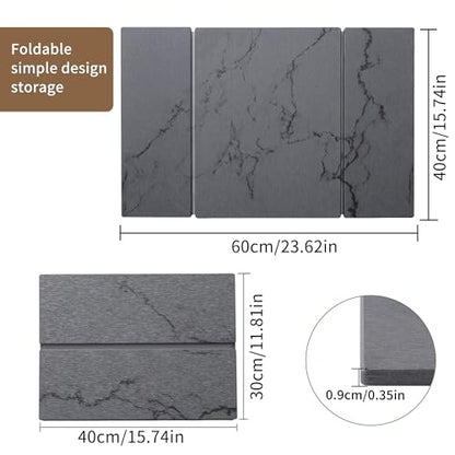 Stone Drying Mat for Kitchen Counter,Foldable (Gray (3-fold), 24" × 16") | Large Quick-Dry Diatomaceous Earth Dish Drying Mat with PU Non-Slip Base,for Bottles Cups Dishes - color: Gray (3-fold)