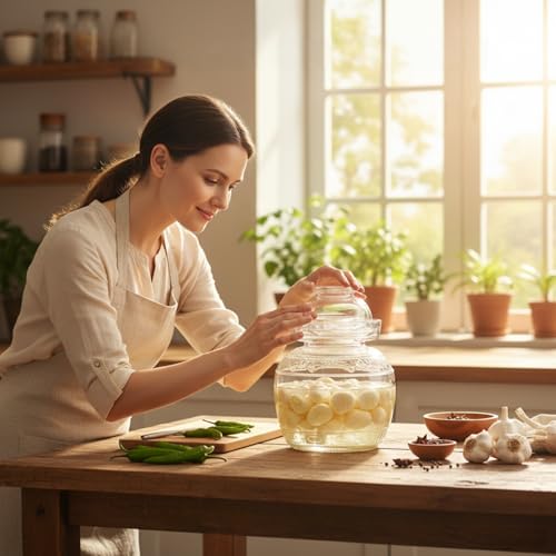 Fermentation Jar, 1.5 Liter Glass Pickle Jar with Water Seal Lid | Clear Glass, Food Grade, Fermentation Kit for Making Pickles Kimchi, Sauerkraut