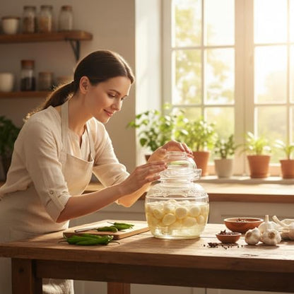 Fermentation Jar, 1.5 Liter Glass Pickle Jar with Water Seal Lid | Clear Glass, Food Grade, Fermentation Kit for Making Pickles Kimchi, Sauerkraut