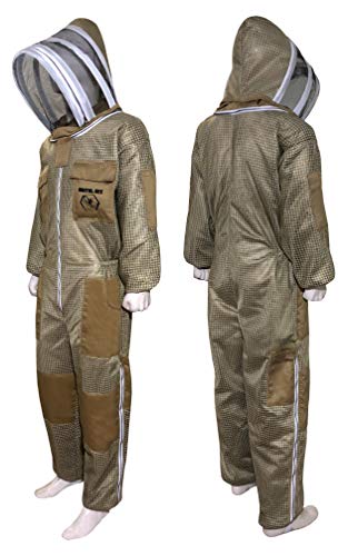 Brutul Bee 3 Layer Beekeeping Ultralight Ventilated Suit with Fencing Veil - color: Khaki, size: 3X-Large