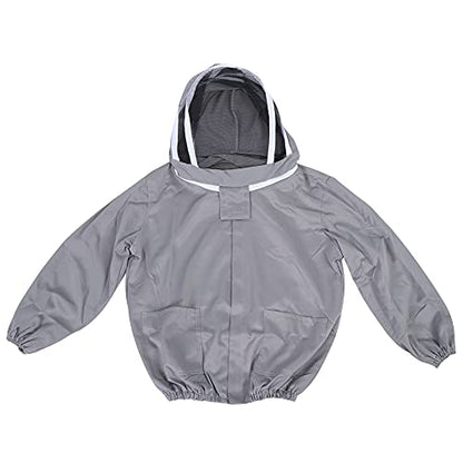 Beekeeping Veil Jacket, Polyester Cotton, Foldable Bee Suit, Protective Clothing for Beekeepers, Medium Ventilated Hood (Grey) - color: Grey