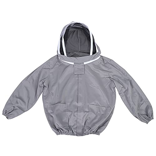 GLOGLOW Optimized Performance Beekeeping Veil Jacket, Foldable Gray Polyester Cotton Bee Suit, Ventilated Hood for Professional Beekeepers (Gray) - color: Gray