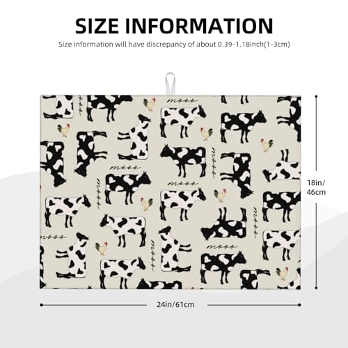 Cute Farm Cows Dish Drying Mat For Kitchen Counter, Super Absorbent Microfiber Dish Drying Pad, Kitchen Gadgets For Easy Clean Multi-Use Large 18"x24" - color: Cute Farm Cows