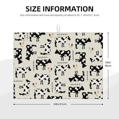 Cute Farm Cows Dish Drying Mat For Kitchen Counter, Super Absorbent Microfiber Dish Drying Pad, Kitchen Gadgets For Easy Clean Multi-Use Large 18"x24" - color: Cute Farm Cows