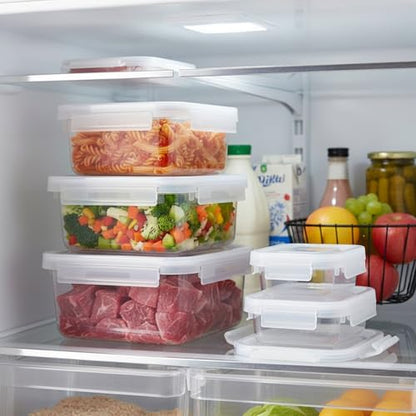 Food Storage Containers with Lids, Stackable PP Plastic Bins for Refrigerator & Pantry Organization, Clear Design for Leftovers and Prep Ingredients - size: 5.91 x 4.13 x 2.56 in