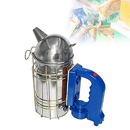 Stainless Steel Electric Bee Smoker Sprayer Bee Smoke Transmitter Kit, New Bee Hive Smoker Apiculture Beekeeping Tool with Heat Shield Protection
