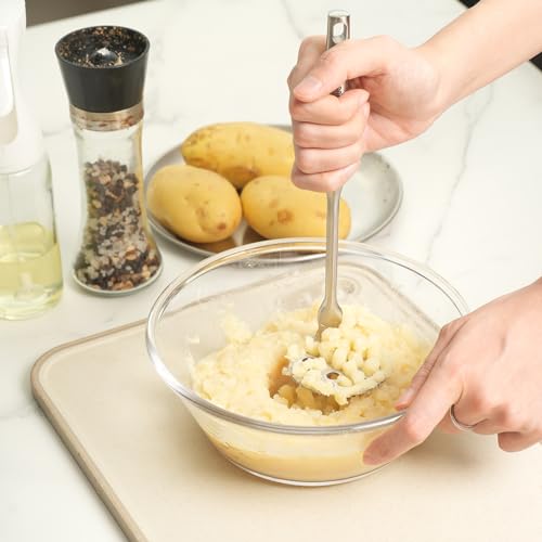 Small Potato Masher - Stainless Steel Mini Avocado Masher for Avocado, Potatoes, Beans, Meat, Vegetables, Dishwasher Safe