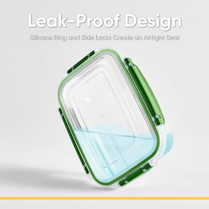 Superio Plastic Food Storage Container with Airtight Lid- 80 Oz, BPA Free, Leakproof, Stackable, Microwave, Dishwasher and Freezer Safe, Green - color: Green