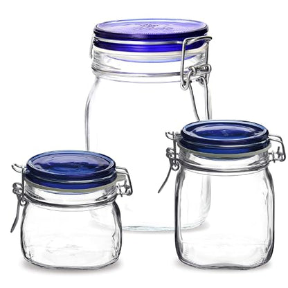 Bormioli Rocco Fido Jar - Clear Blue, 33.75 Oz, Set of 3 - color: Fido Clear