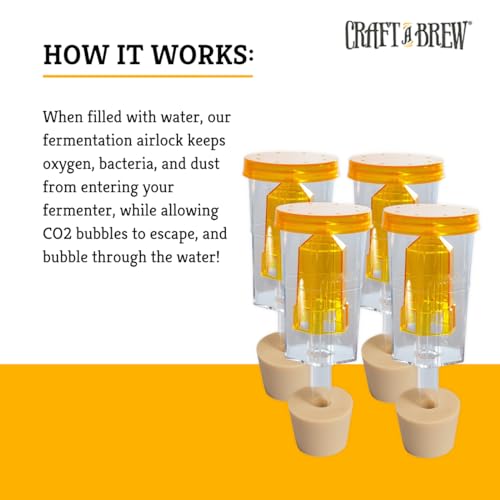 Craft A Brew - The Hex & Carboy Rubber Stopper Bundle - 3 Piece Airlock & Stopper - For Home Brew Fermentation - For Beer, Wine, Hard Cider, Mead Making, Pickling & More - 4 Hex Airlocks & 4 Stoppers - size: 4 x Combo
