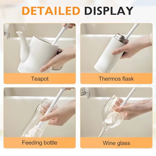 360° Flexible Silicone Bottle Brush with Long Handle, 2025 New Bottle Cleaning Brush, Deep Cleaning Brush for Narrow Neck Bottles, Water Bottles, Baby Bottles, Flasks Soft Bottle Brush (2PC) - color: 2pc
