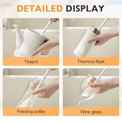 360° Soft Bristle Silicone Cup Brush,Foldable Brush Head, Easy to Clean The Bottom of The Cup, Long Handle Water Bottle & Narrow Neck Container Cleaner (1)