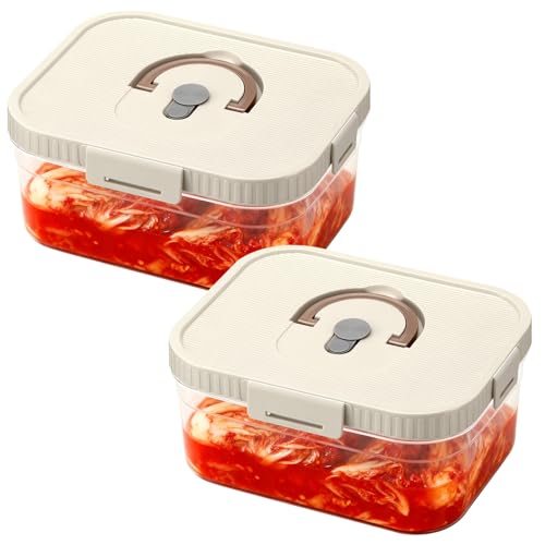 LemonRoad 2 Pack 0.74gal/2.8 L Kimchi Sauerkraut Fermenting Container with Airtight Lids, Food Grade Fermentation Jar, Storage Box with Sealed Lids for Pickles and Vegetables - color: White, size: 0.74 Gal