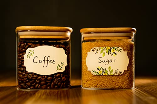 MONEST Waterproof & Oil Resistant Jar & Lid Stickers - Pantry/Canning, Spice & Bottle Labels (Floral 3x2) - style: Floral 3x2