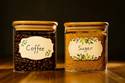 MONEST Waterproof & Oil Resistant Jar & Lid Stickers - Pantry/Canning, Spice & Bottle Labels (Floral 3x2) - style: Floral 3x2