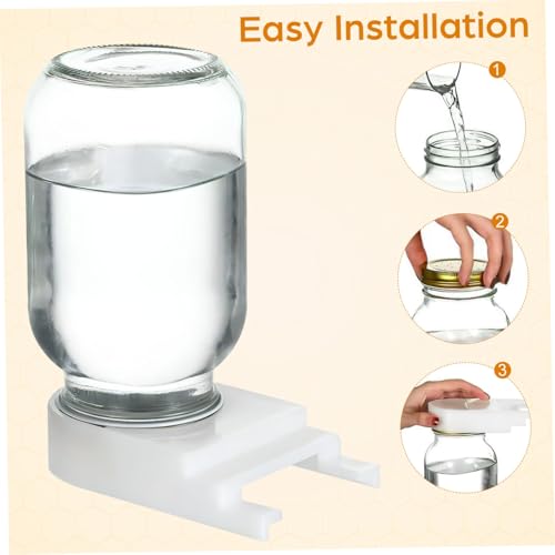 Kisangel 4Pcs Metal Bee Feeder Entrance Lids, Mason Jar Beehive Water and Sugar Syrup Feeding Tool, Durable Beekeeping Supplies Equipment for Garden Apiary