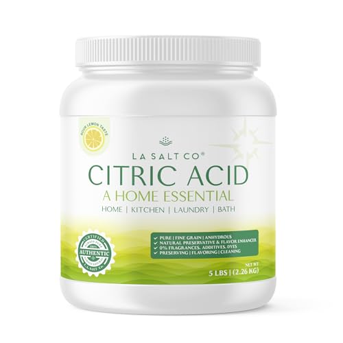 LA SALT CO Citric Acid 5 Pound Jar, 100% Pure Food Grade, USP, Kosher, Non-GMO, Fragrance Free Fragrance Free - size: 80 Ounce (Pack of 1)