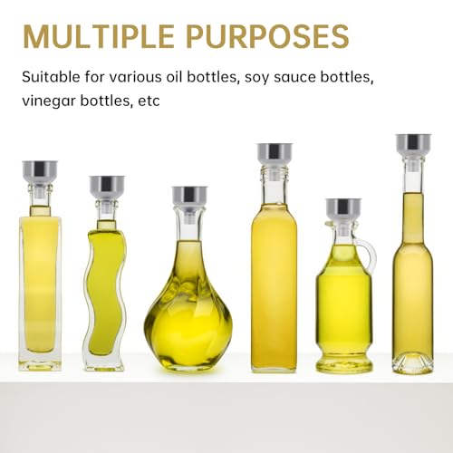 2Pcs Stainless Steel Small Funnel for Flask Small Funnels for Drinking Liquor Flask,Oil Bottle,Perfume Bottle,Amber Bottle, Spices Liquids Universal Mini Funnel Fit for 2/3" Spout (2)