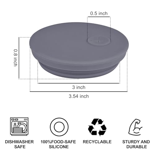 Silicone Fermenting Lids Waterless Airlock Fermentation Tops Wide Mouth Mason Jar Lid Fermenter Caps for Pickles, Kimchi, and Fermented Probiotic Food 3 Pack Grey (Jars Not Included) - color: Grey