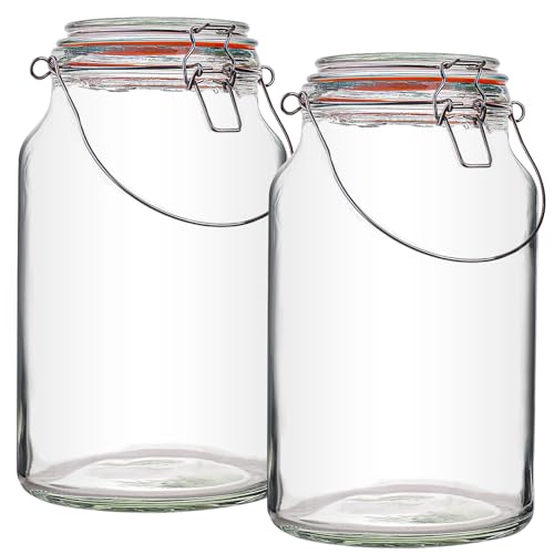1 Gallon Glass Jar with Lids,2 Pack Large Glass Jars with Airtight lid,Super Wide Mouth Mason Jars for Storage,Fermenting,Canning,Pickling - color: 128oz