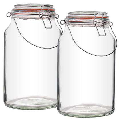 1 Gallon Glass Jar with Lids,2 Pack Large Glass Jars with Airtight lid,Super Wide Mouth Mason Jars for Storage,Fermenting,Canning,Pickling - color: 128oz