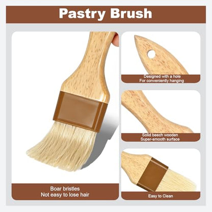 4 pcs Pastry Brush, Natural Bristle Basting Brush for Cooking and Baking, Premium BBQ Brushes for Butter, Oil, Egg, Sauce, Turkey, Marinade and Kitchen Food by SFIUYLB - color: 1inch & 1.5inches -- 4PCS