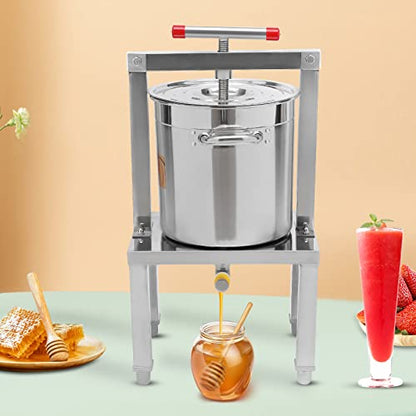 DIY Large Fruit Honey Presser Manual Beeswax Extractor Beekeeping Machine and Cider, Wine, Grape, Apple Press Extractor for Wine and Juice Making with Keg Stainless Steel Strainer - size: High Base