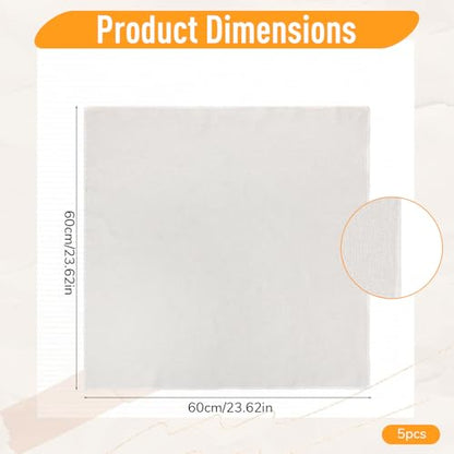 5 Pcs Straining Cloth, 23x23 Inch Cheesecloth for Cooking Steamer Cloth Reusable Cotton Cheesecloth Cooking, Canning, Steaming, Food Filter Cloths, Nut Milk, Cheese Making
