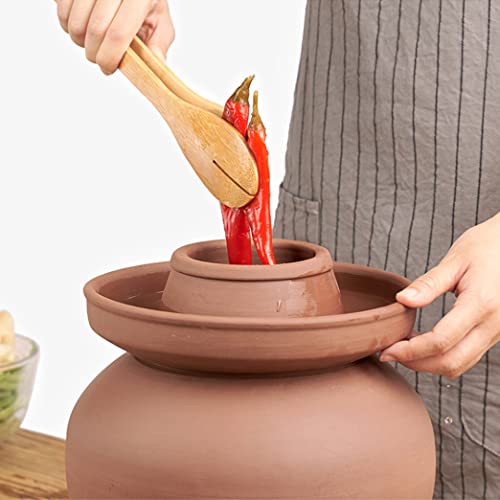 ZHOUXIAO Ceramic Fermentation Crock with Lid, Thickened Porcelain Pickle Jar, Kimchi Pot with Lid Ceramic Food Storage Sealed Containers, Foods Turnip Cabbage Fermenting 4KG