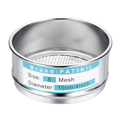PATIKIL 8 Mesh(2.5mm) Lab Sieve, 3.9"(10cm) Diameter Sifting Screen 304 Stainless Steel Wire Cloth Fine Mesh Sieve for Industrial Laboratory Home Soil Sifter Dry Sift Screens Hash - size: 8 Mesh(2.5mm)/3.9"