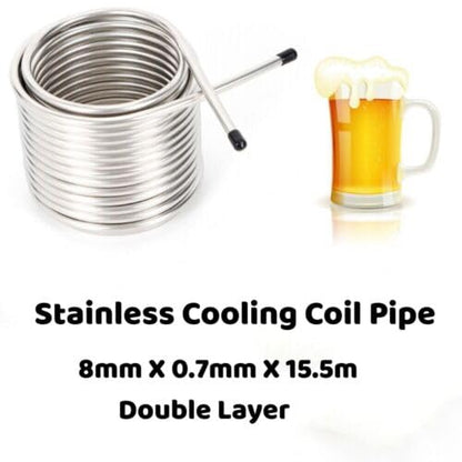 50' Mini Wort Chiller, 2 layers Coil Stainless Steel Home Brewing Beer Cooling Immersion, Wort Chiller Gepphill, Food Grade Water Chiller for Ice Bath Beer Brewing Tubing Coil