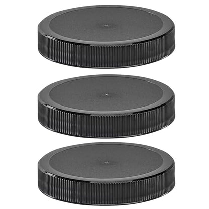 120mm (4 7/8 ") Fit - (3 Pack) Large Black Plastic Lids for 1 Gallon Wide Mouth Glass & Plastic Jars – PE Foam Liner, Food-Grade, Leak-Resistant Caps (Jars Not Included) by The Kombucha Company - color: Black