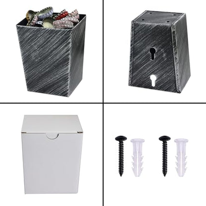 Old Fashioned Beer Bottle Cap Catcher Wall Mounted Narrow 3-1/2" Stainless Steel Screw in Soda Top Bucket with Drain Opening for Outdoor Post Cooler Cart - color: Aged Silver