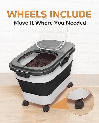 20-23 Lbs Dog Food Storage Container - Collapsible Dog Food Container with Attachable Casters and Scoop,Small Container, Pet Food Storage Containers to Keep Dry Food Fresh,Easy to Move | Dog Food Container with Double Airtight Seal & Magnetic Lid,Cat Food