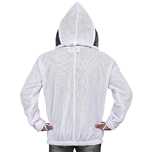 Beekeeping Jacket with Veil 3-Layer Ultra Ventilated Veil Fencing YKK Zippers Full Protection Suit Carrying Bag (BP-301-White)-XXL - color: White Fencing Veil, size: XX-Large