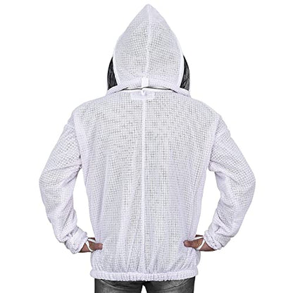 Beekeeping Jacket with Veil 3-Layer Ultra Ventilated Veil Fencing YKK Zippers Full Protection Suit Carrying Bag (BP-301-White)-XXL - color: White Fencing Veil, size: XX-Large