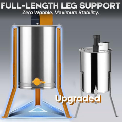 Electric Honey Extractor Plus with PMSM Motor, Dual Tangential/Radial Drum Spinner Fits 4 Deep/8 Medium Radial/Up to 12 Medium Hybrid Frames for Farm Beekeeping Honey Harvest