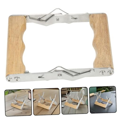 SEWACC 3pcs Beekeeping Hive Frame Holder and Clamp Tool with Wooden Handle for Secure Bee Hive Lifting and Frame Grip in Apiary Maintenance
