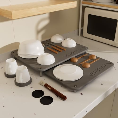VERIFOST 2025 2PCs Large Drying Stone for Kitchen Counter, Stone Drying Mat for Kitchen Counter, Quick Drying Matt Kitchen Counter, Diatomaceous Earth Dish Mat with Non-slip Feet Midnight Gray - color: Midnight Gray