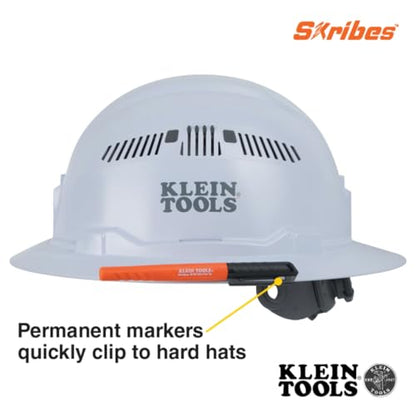 Klein Tools 861002 Skribes Permanent Markers, Ultra Fine Tip, Professional-Grade Ink, Jobsite Marker for Wet, Dry, and Oily Surfaces, Black, 2-Pack