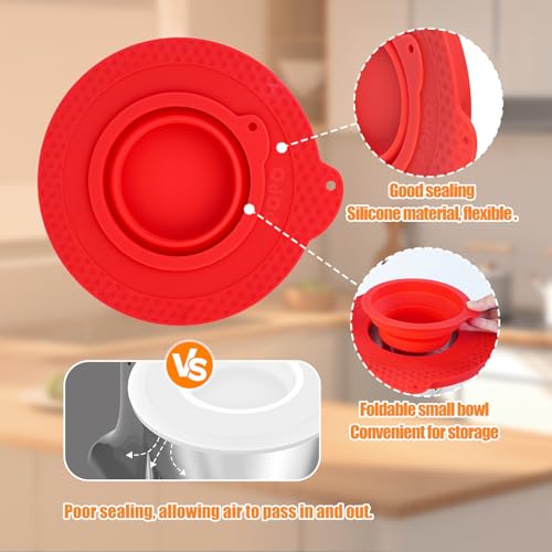 Silicone Mixers Bowl Cover Compatible with KitchenAid 4.5-5 Quart Tilt-Head Stand Mixers Bowl,with Collapsible Small Bowl(Red) - color: Red