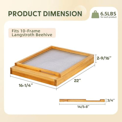 MayBee 10 Frame Screened Bottom Board Bee Hive Bottom Board - 100% Beeswax Dipped Solid Wood Base with Entrance Reducer & Ventilation, Durable Beekeeping Supplies for Langstroth Beehives - color: 10 frame board