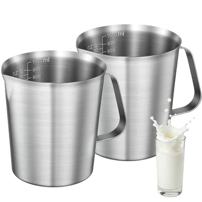 Stainless Steel Measuring Cups 2-Pack, Unbreakable Metal Measuring Cup Set with Easy-Read OZ/ML Marks & Secure Grip Handle, Ideal for Kitchen, Baking, Bar, Party & Pet Food (32 oz+32 oz) - size: 32 oz+32 oz